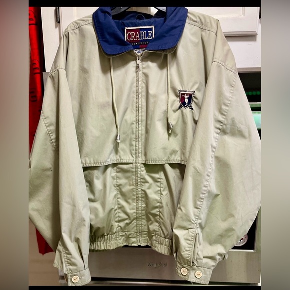 CRABLE MENS GOLF WATERPROOF JACKET KHAKI W/ BLUE TRIM - Picture 8 of 12